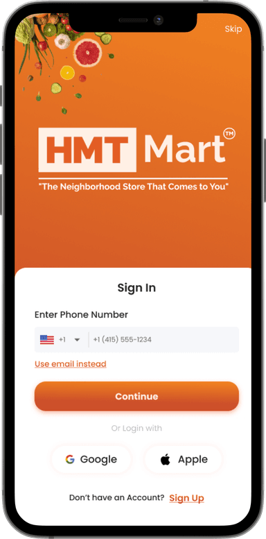 HMT Mart App Mockup